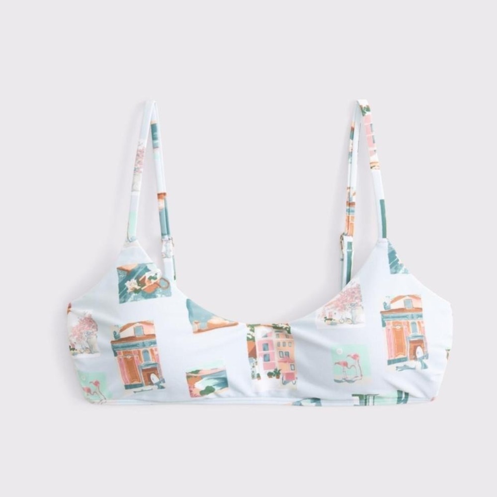 Abercrombie Blue Pattern Clean Bralette Bikini‎ Top